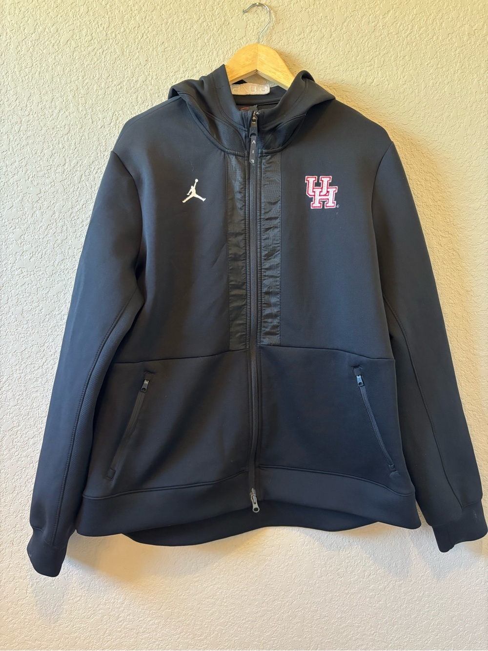 Jordan Black UH University of Houston College Logo Full-Zip Hooded Jacket XL